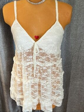 Madden Girl Ivory Lace Babydoll Cami Top